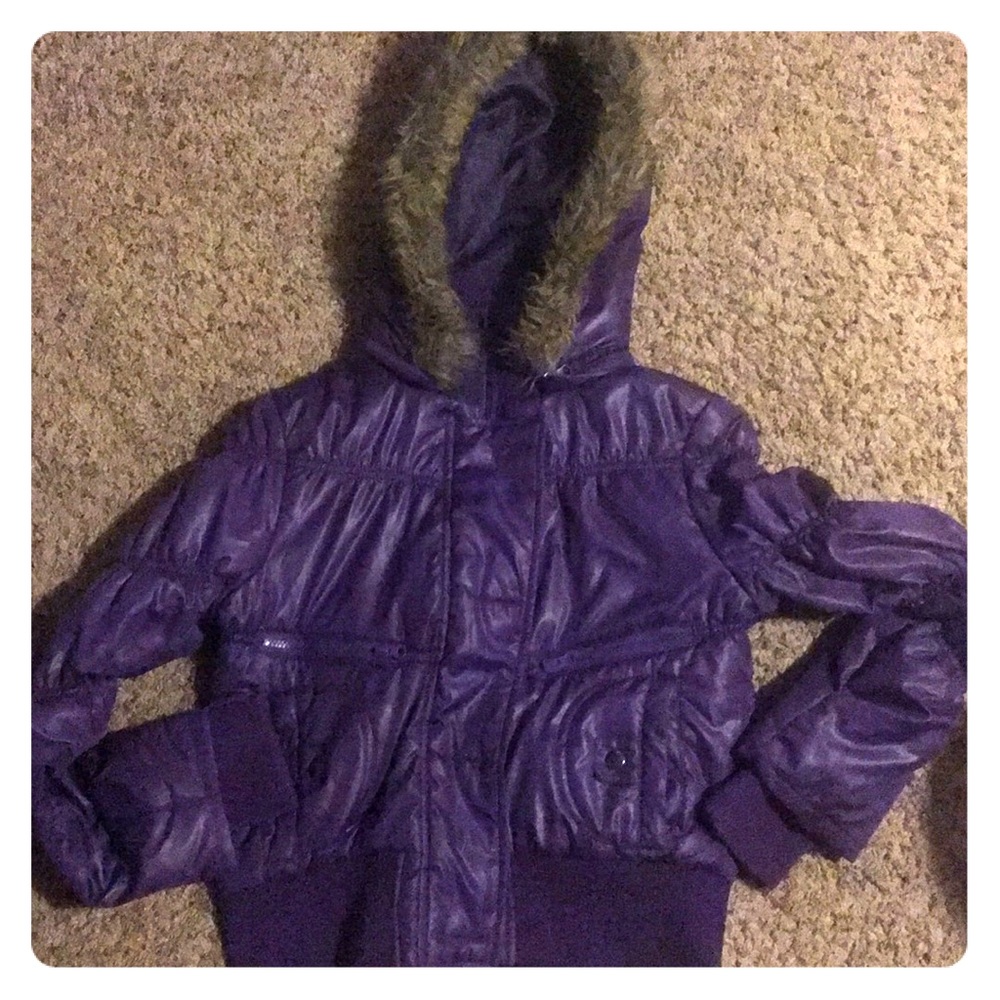Purple puffer coat